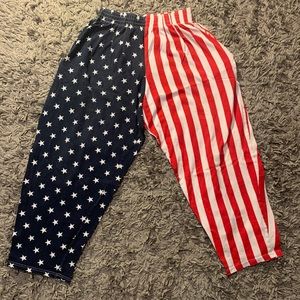 American flag pants, size Large. Very patriotic!